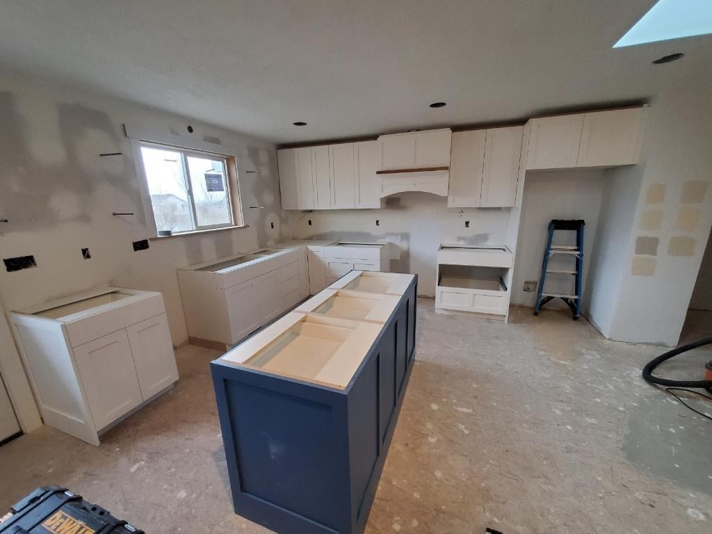 Kitchen cabinets in this home addition 