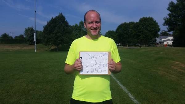 Day 90 and down 58.4 pounds and 24.5 inches off hi