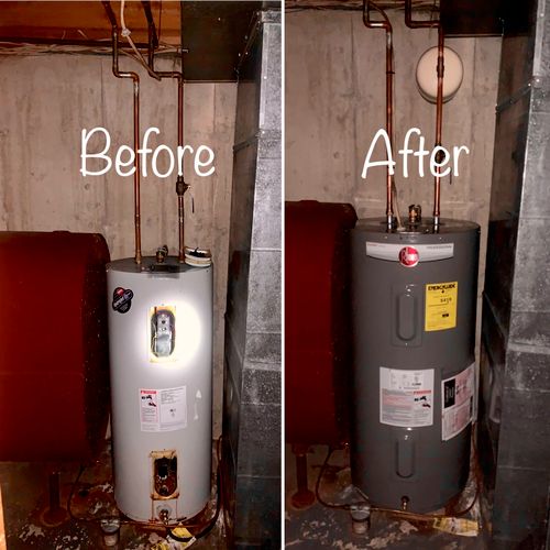 Water Heater Replacement before/after