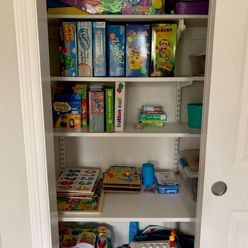 Play room closet organization