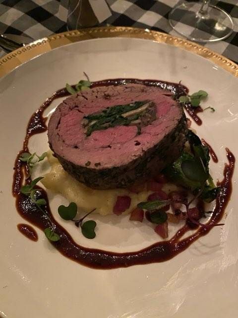 Beef Roulade with Truffled Golden Mash, Roasted Br
