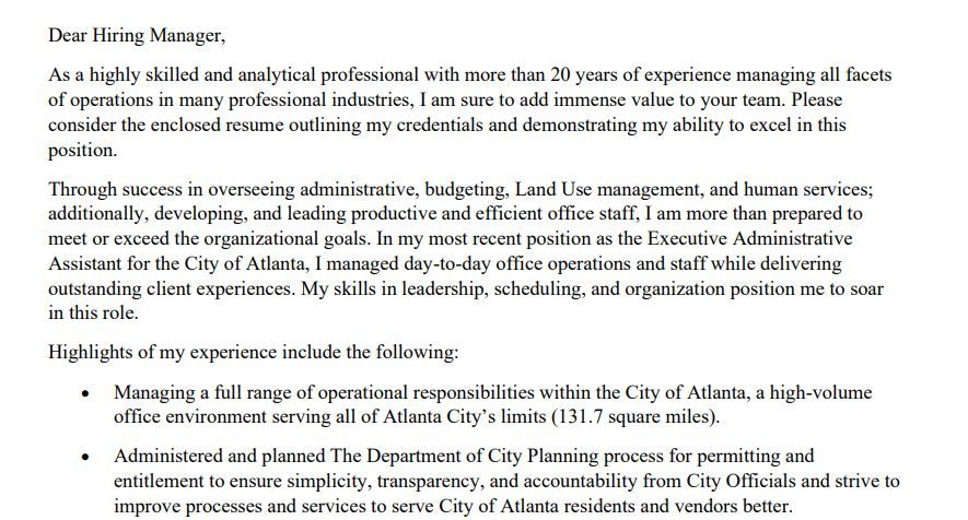 10 plus career COVER LETTER sample