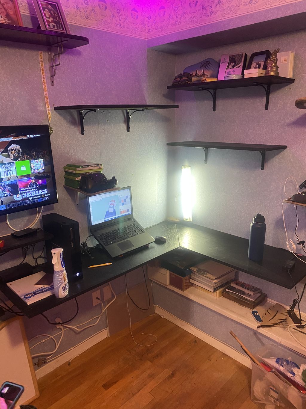Desk and shelves