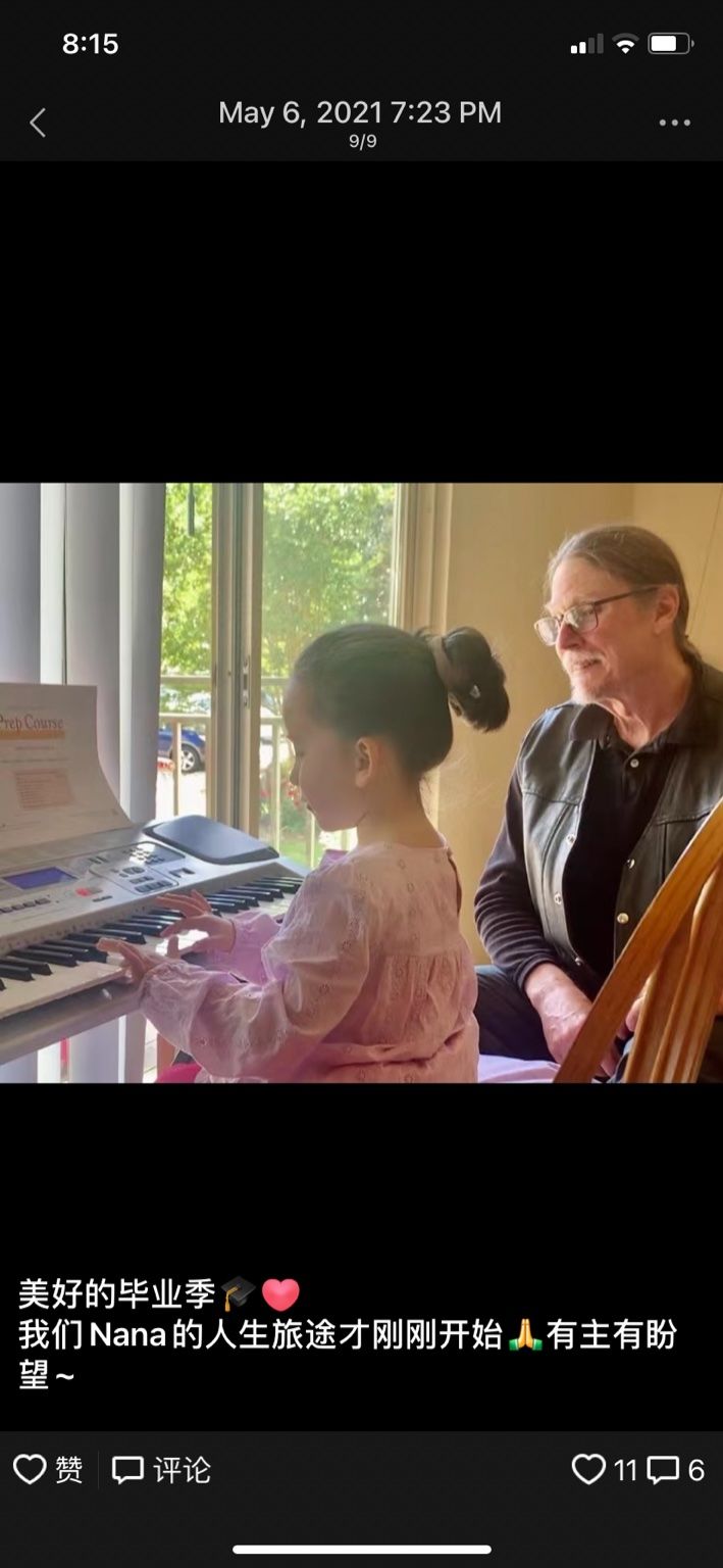 A very kind gentle piano teacher. Me and my daught