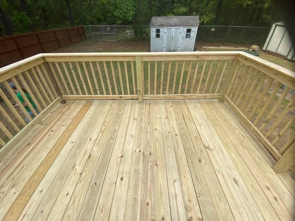 Built a deck around the customers pool