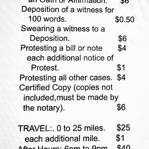 COMMON NOTARY FEES