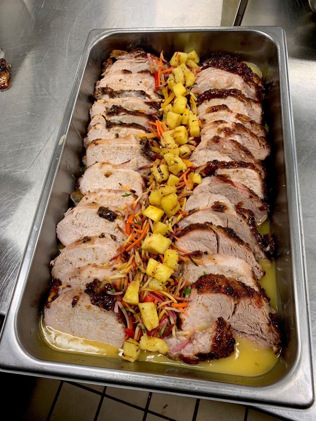 Roasted pork loin W/ grilled pineapple 