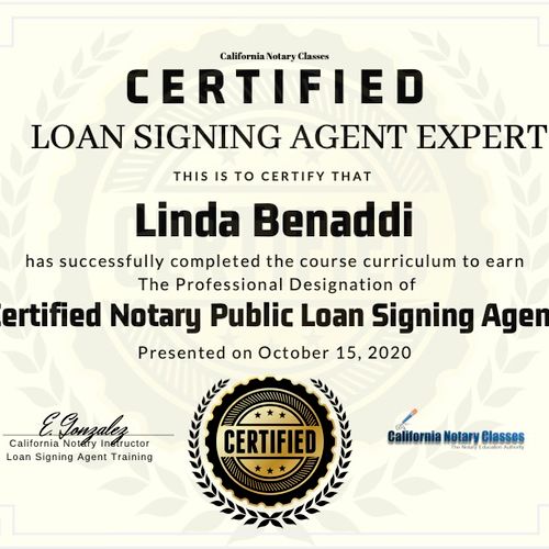 Loan Signing Certification