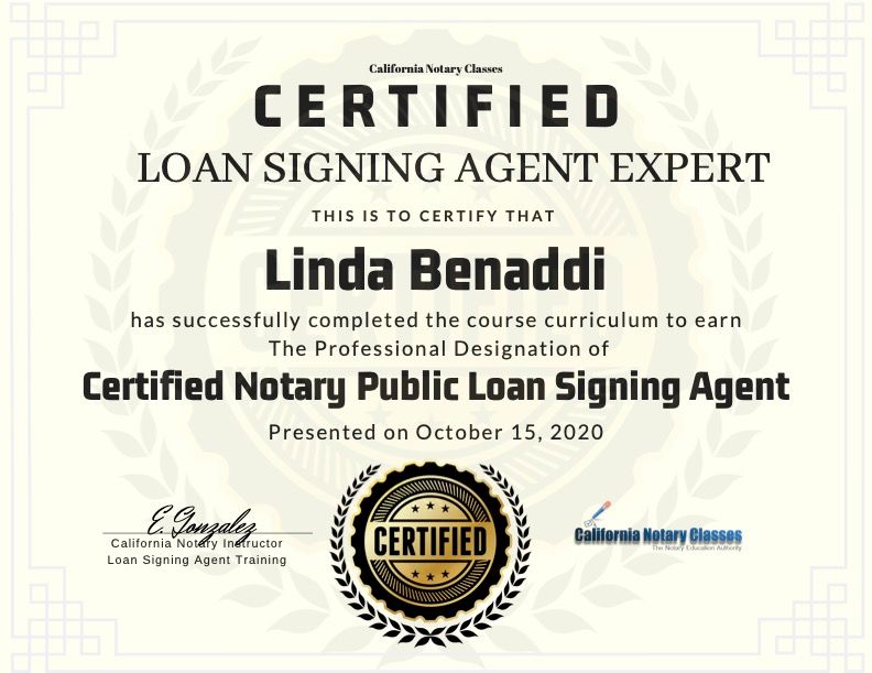 Loan Signing Certification