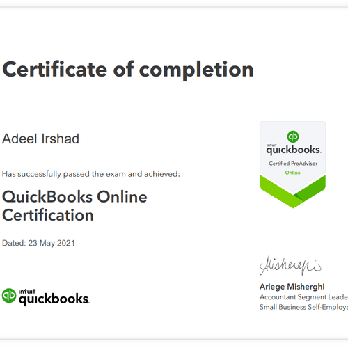 QuickBooks Online Pro Advisor Certificate