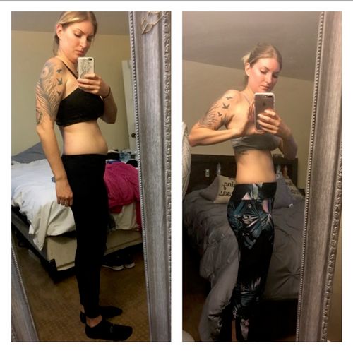 1 month progress. Kori works out with my 2x a week