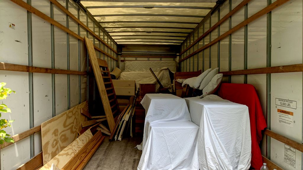 Safely organized furniture inside of a 26ft truck 