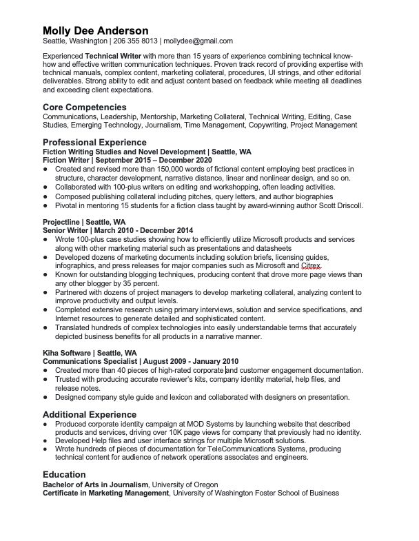 One of my resumes.