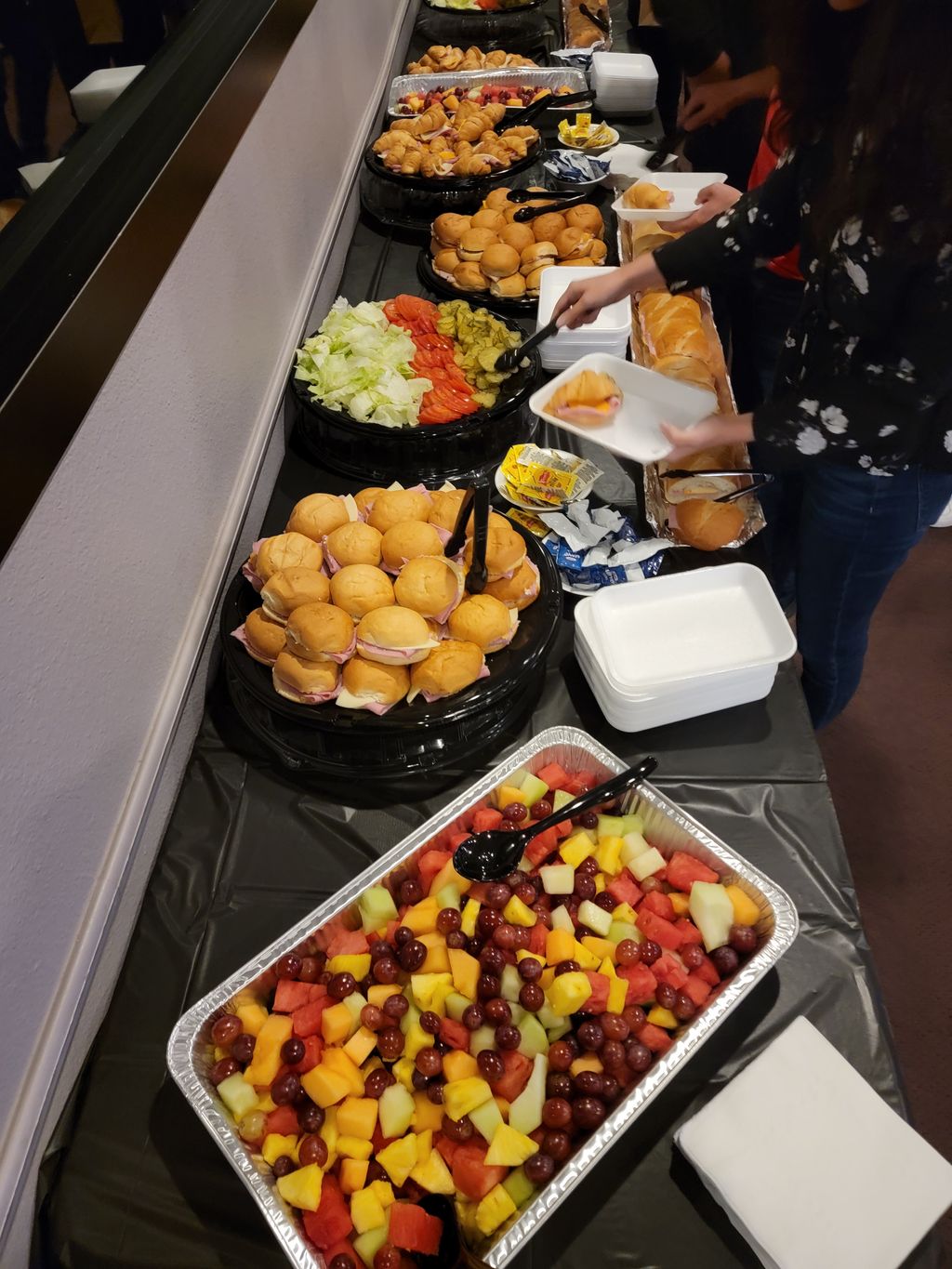 Fresh cut fruit and sandwiches 