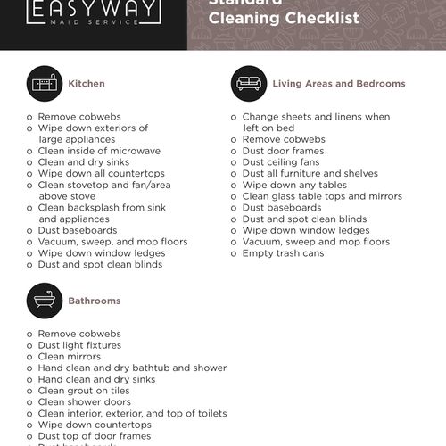 Standard Cleaning Checklist
