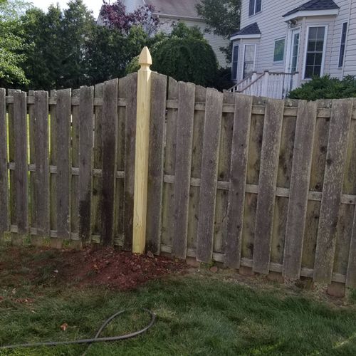 replaced fence post