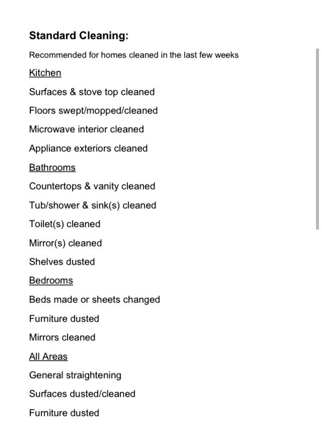 Standard cleaning 