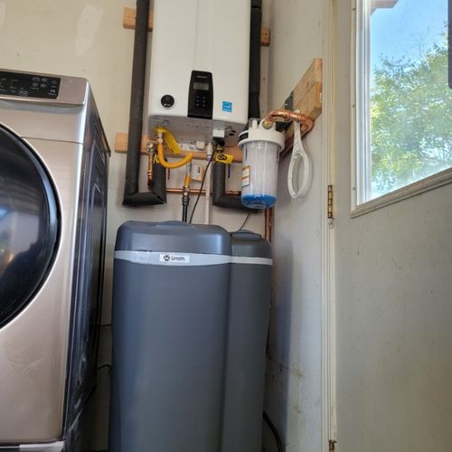 Navien tankless water heater with an AO Smith wate