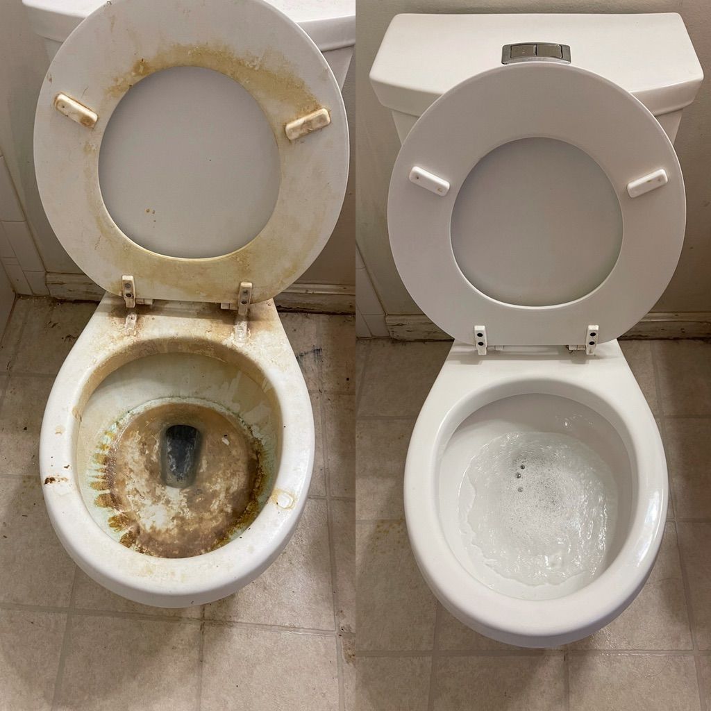 Toilet cleaning (before and after) 