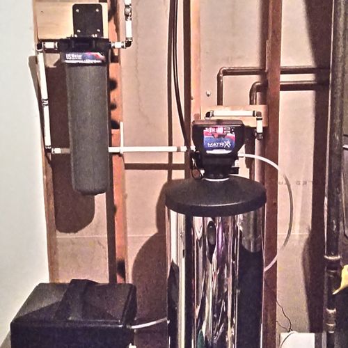Water softener and filtration system installed 