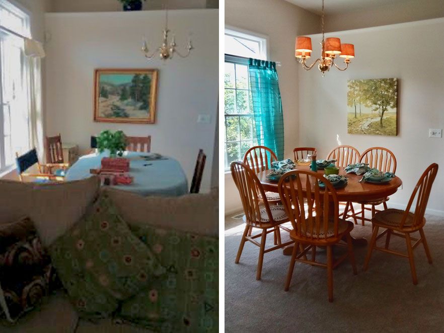 Dining room before & after