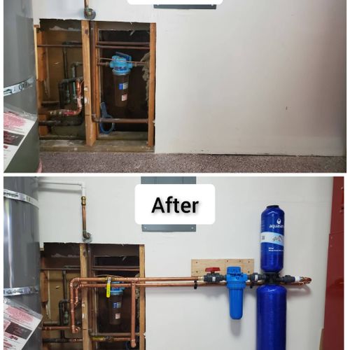 Whole house water filtration install.