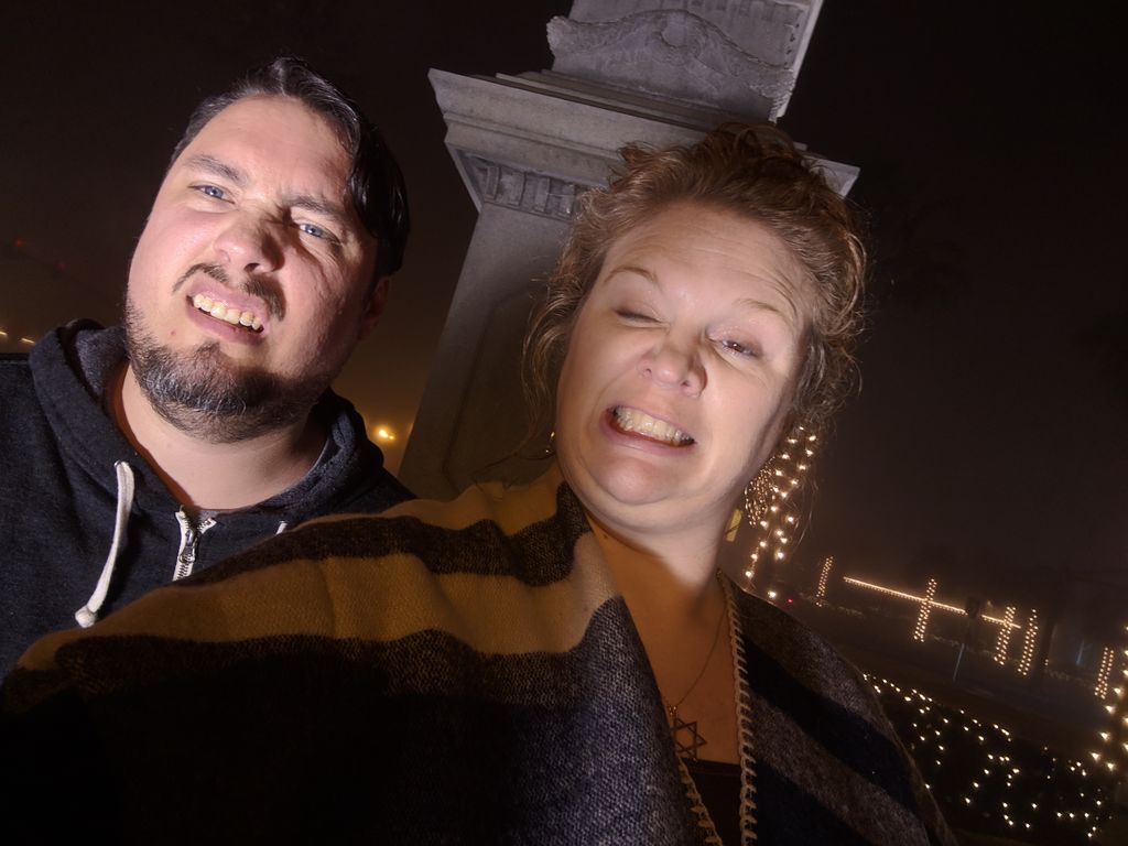 Me and The HunnyFace being silly on a foggy night 
