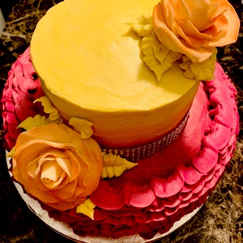 Ombré Wedding Cake with handmade roses