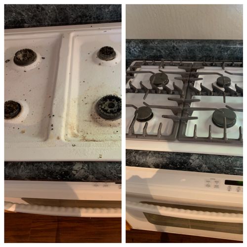 Before and After oven cleaning 