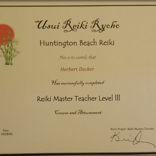 Reiki Master Certificate 