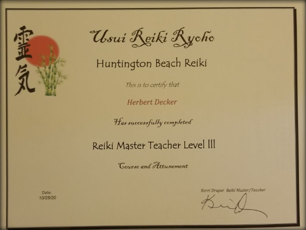 Reiki Master Certificate 