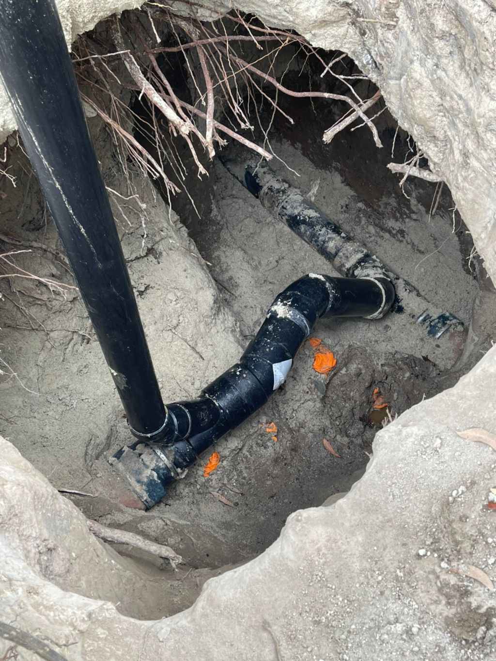 Main line repair to remove roots and replaced brok