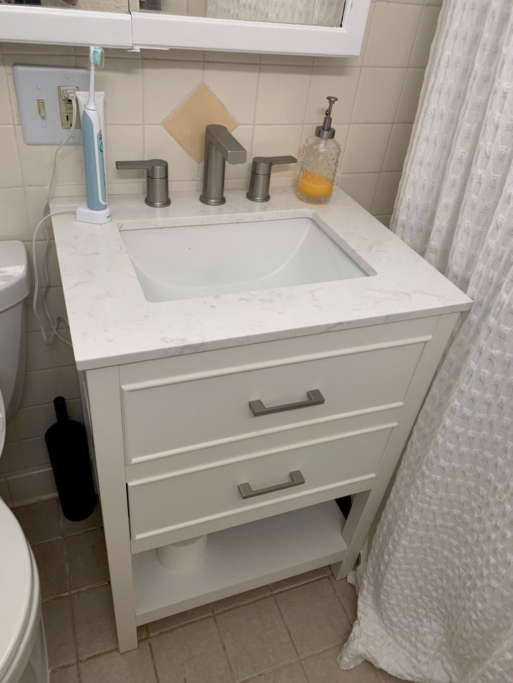 After replacing bathroom sink
