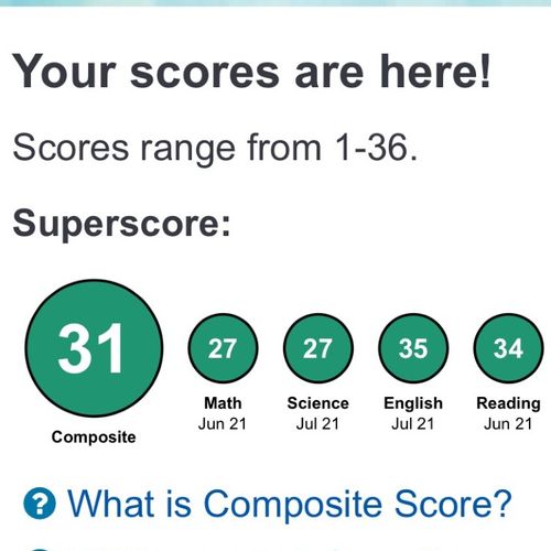Student began with superscore of 24. She completed