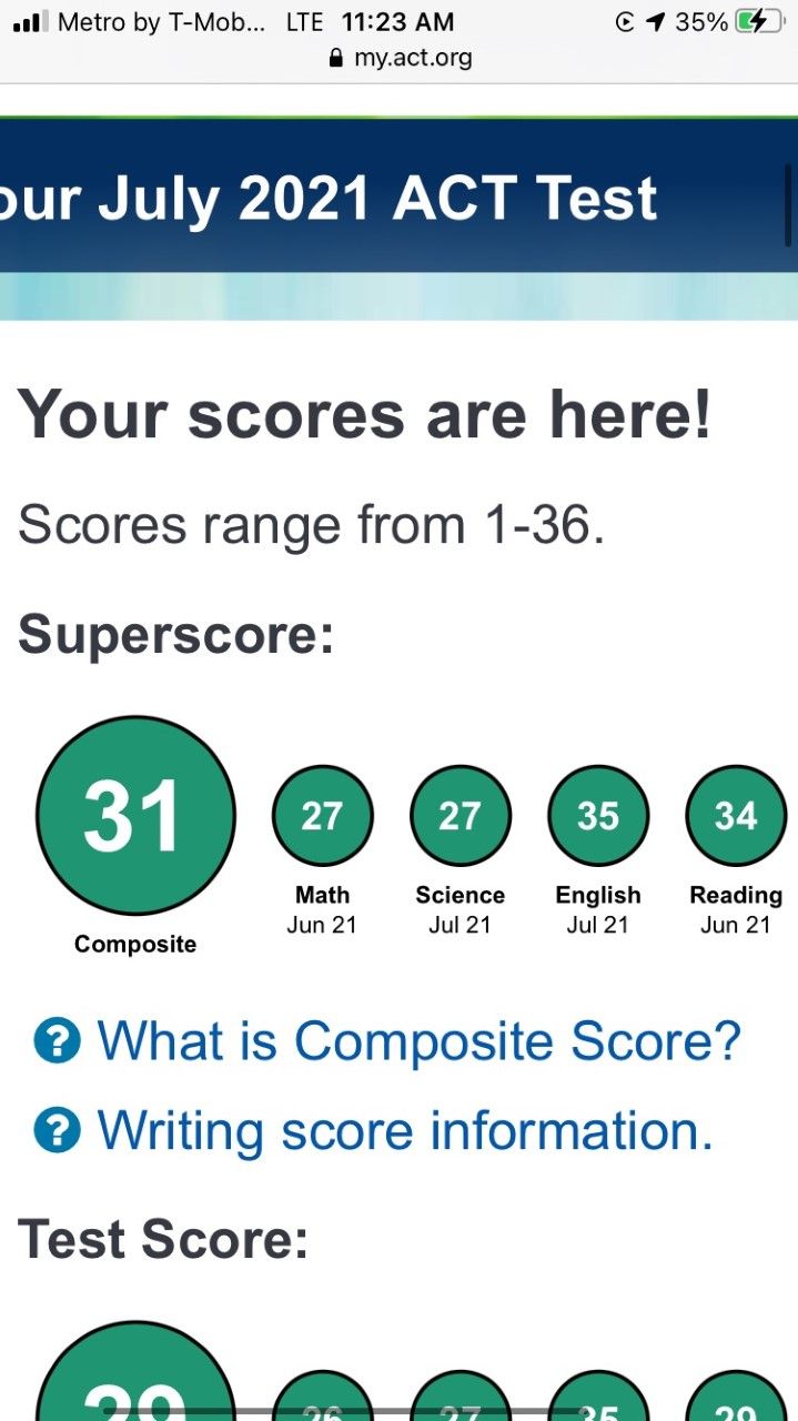 Student began with superscore of 24. She completed
