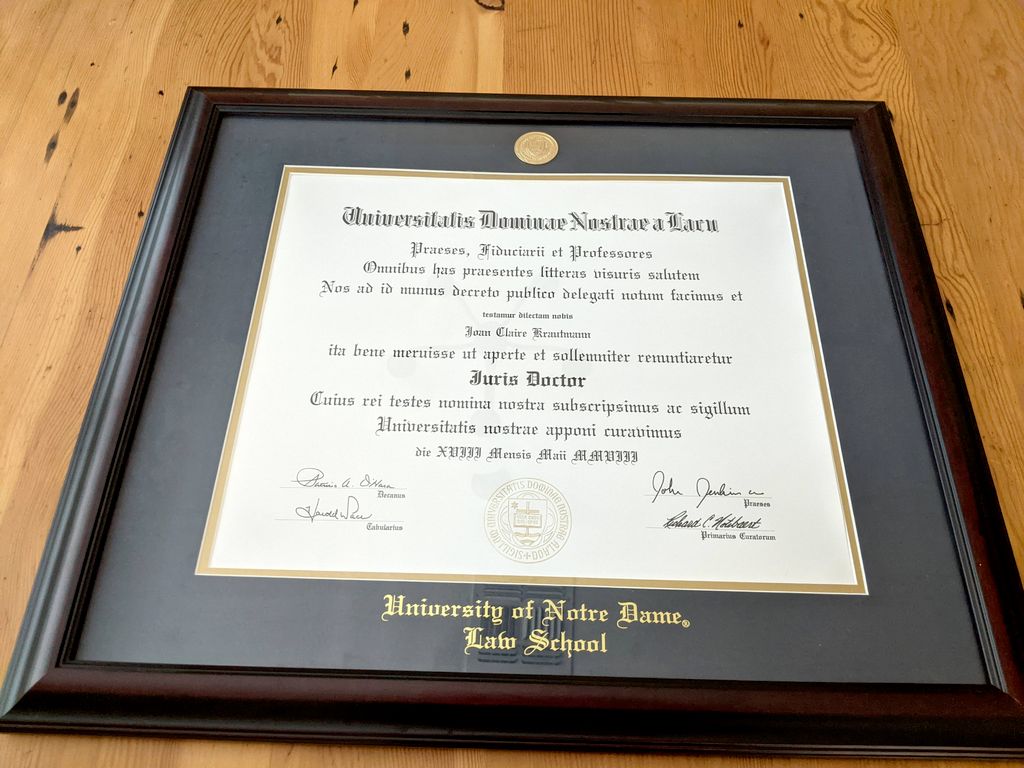 Law Degree from Notre Dame, 2008