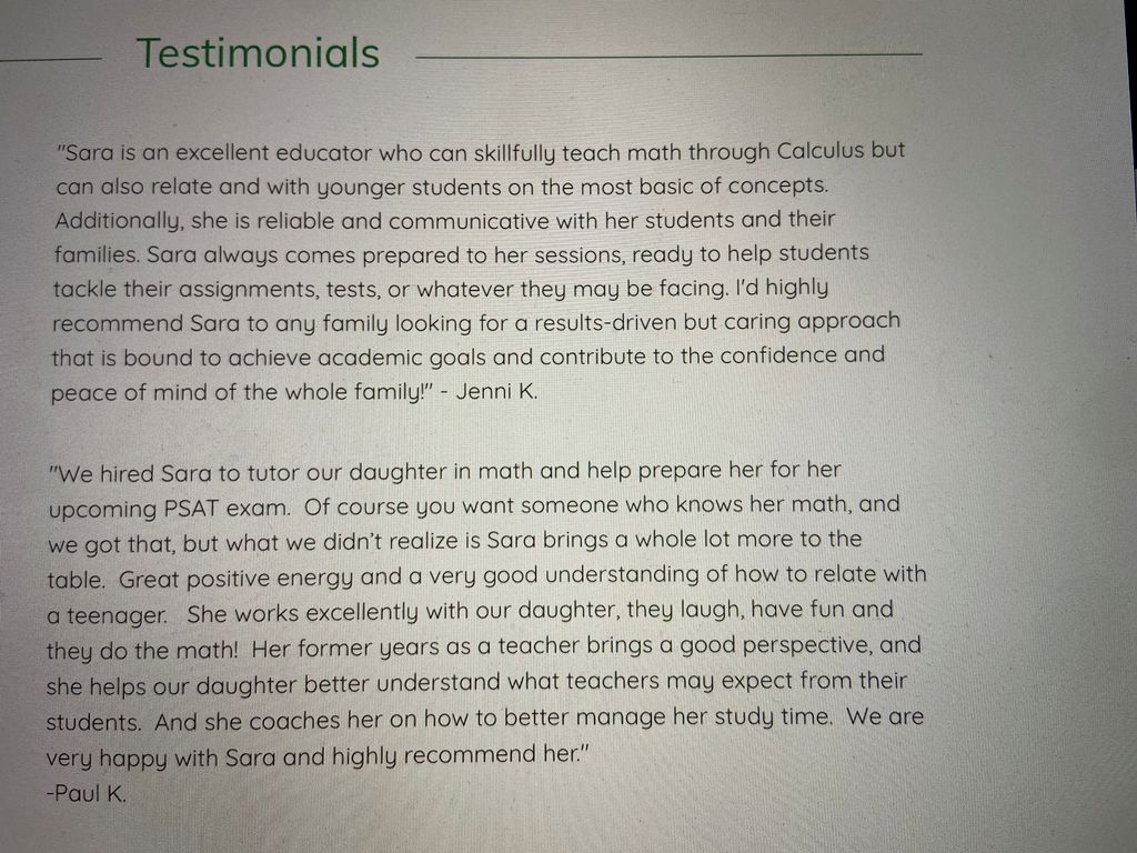 Some testimonials