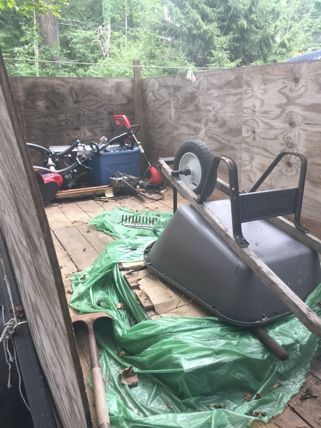 Trailer and tools used to remove junk
