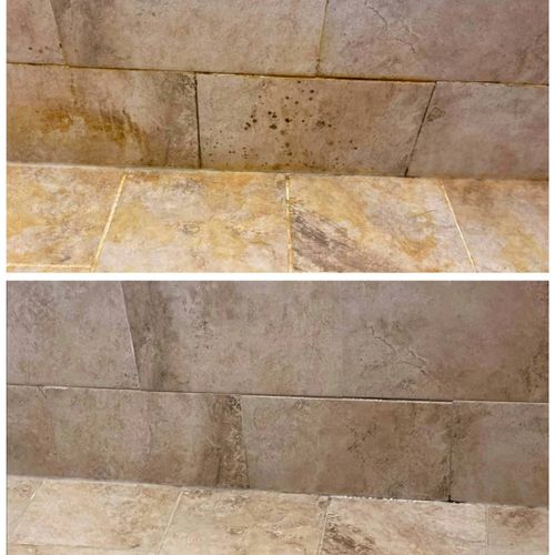 Shower tile before & after