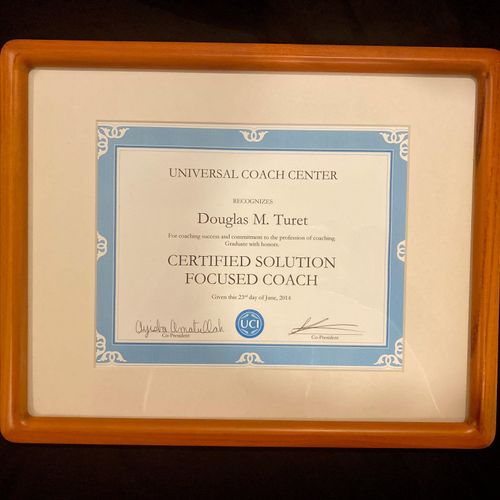 My certification as a Solution Focused Coach 