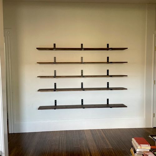Udson made beautiful custom wall shelves for us an