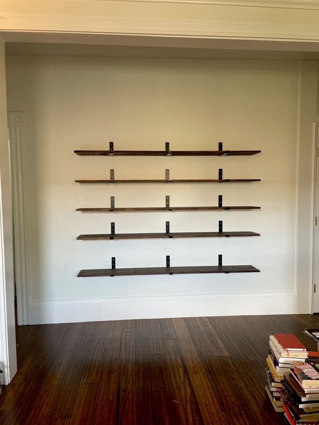 Udson made beautiful custom wall shelves for us an