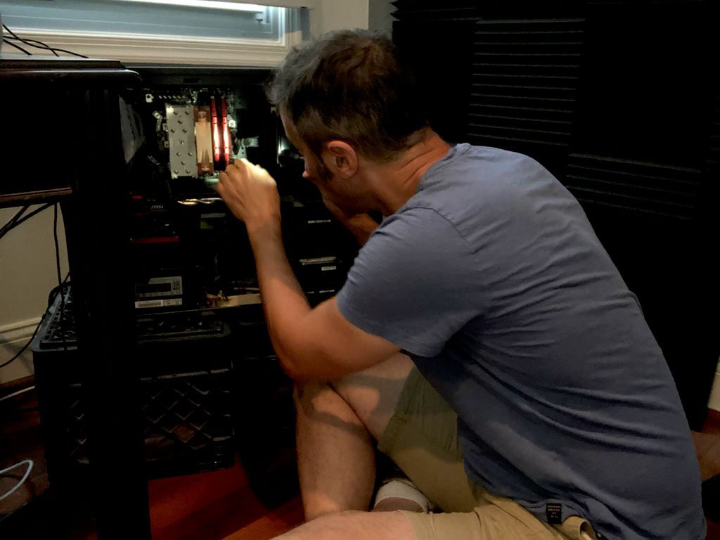 Final touches on a custom gaming rig