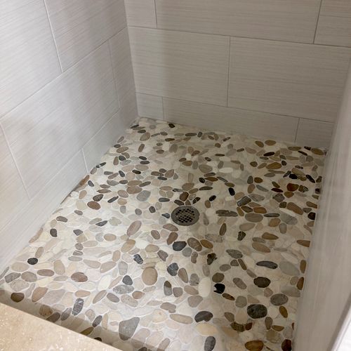 John install tile in my master bath and I couldn't