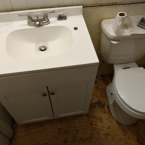 Redid customer bathroom floor and installed new co