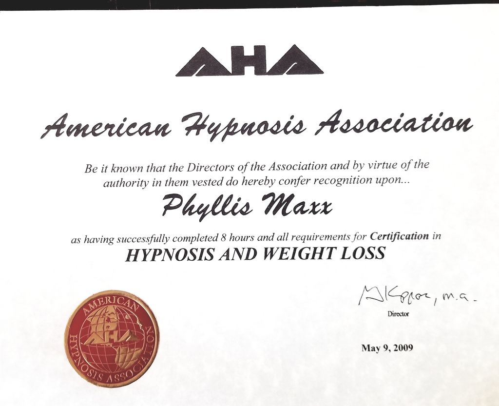 Special certification in Hypnosis and Weight Loss