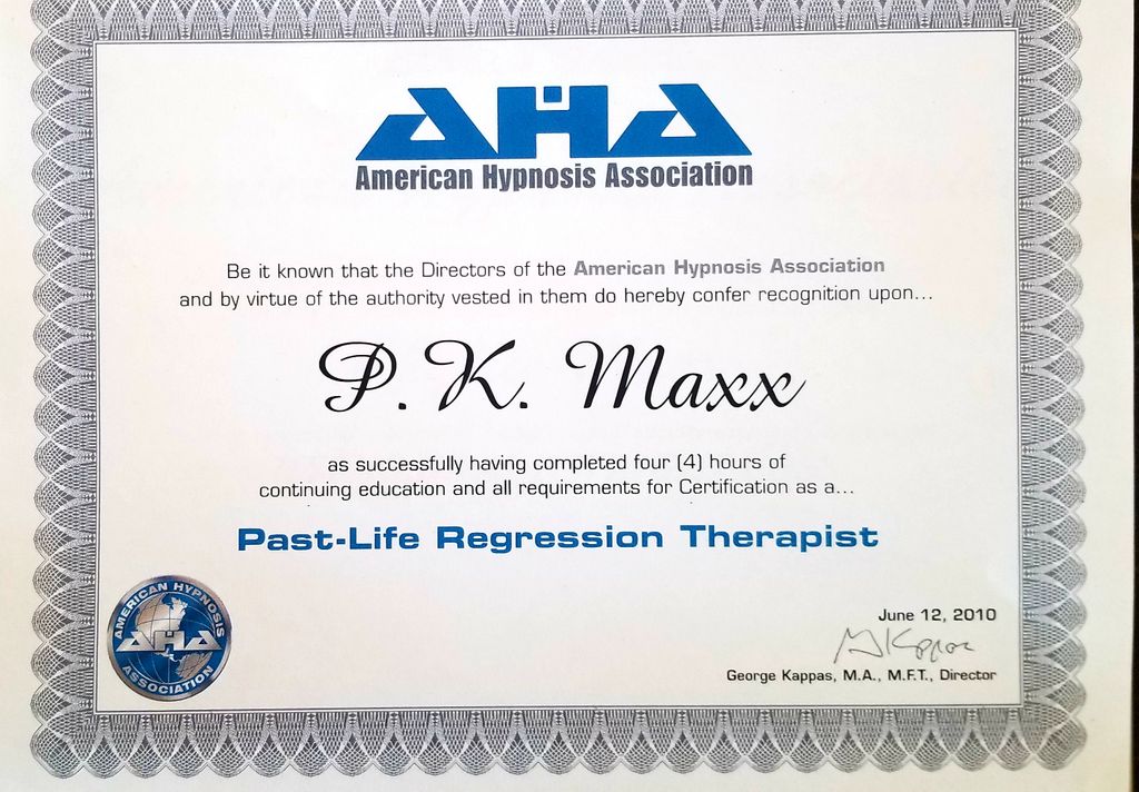 Special certification in Past Life Regession