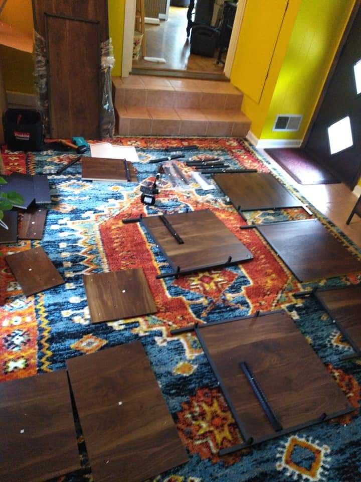 Furniture pieces prior to assembly