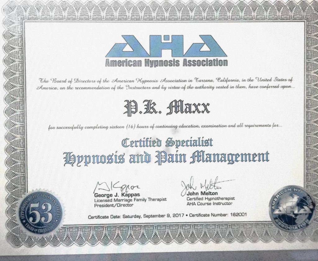 Special certification in Hypnosis and Pain Managem