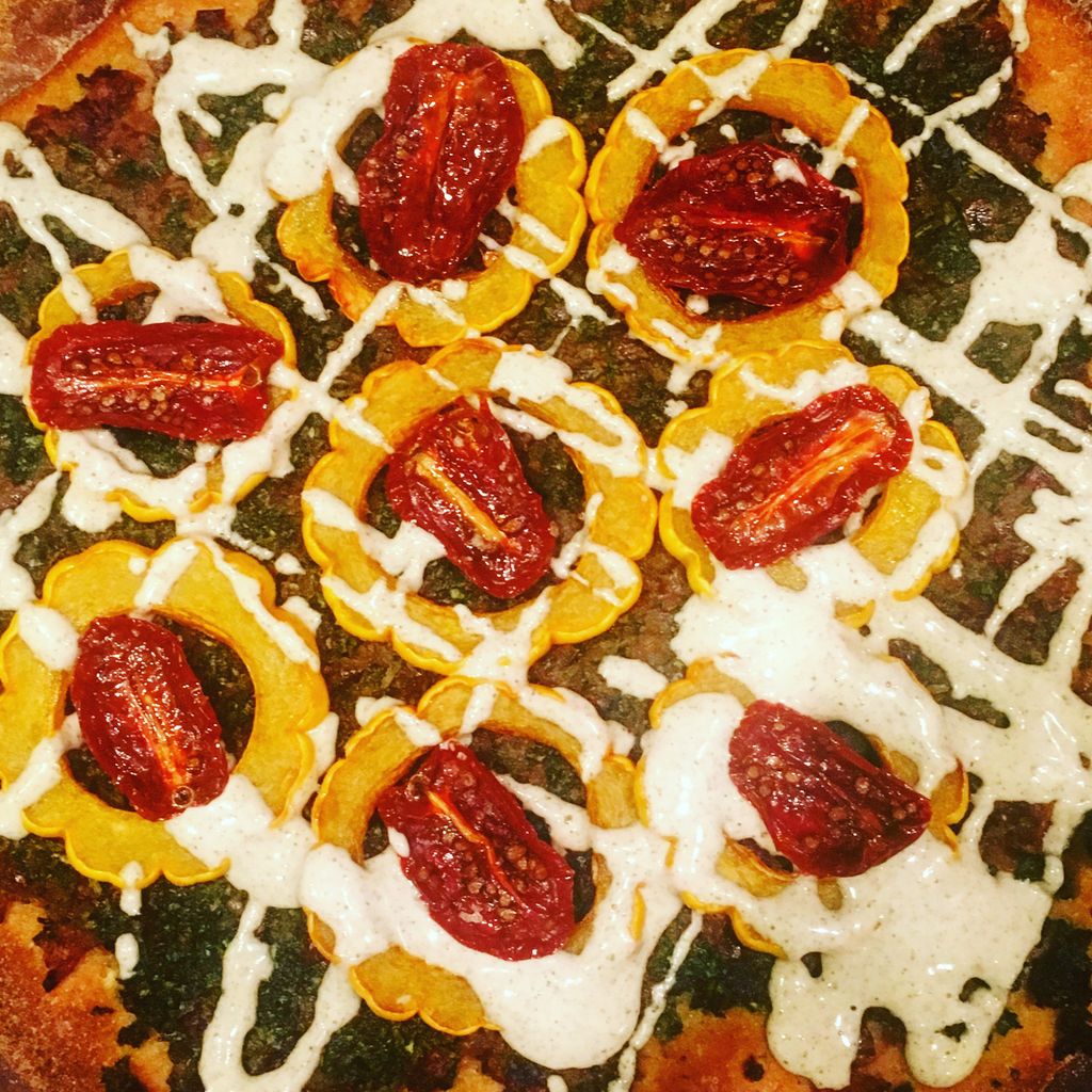 Plant-Based Pesto Pizza w/ Roasted Delicate Squash